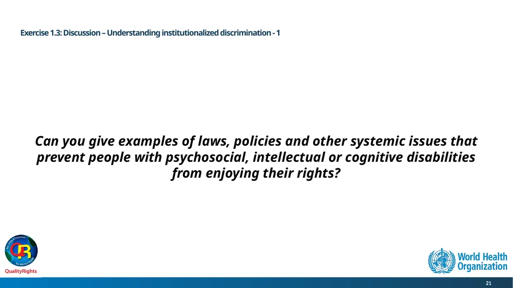WHO QualityRights core training - for all services - slide 21 of 174