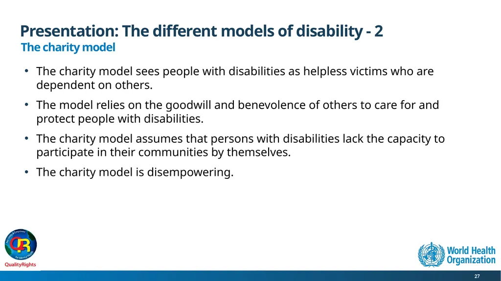 WHO QualityRights core training - for all services - slide 27 of 174