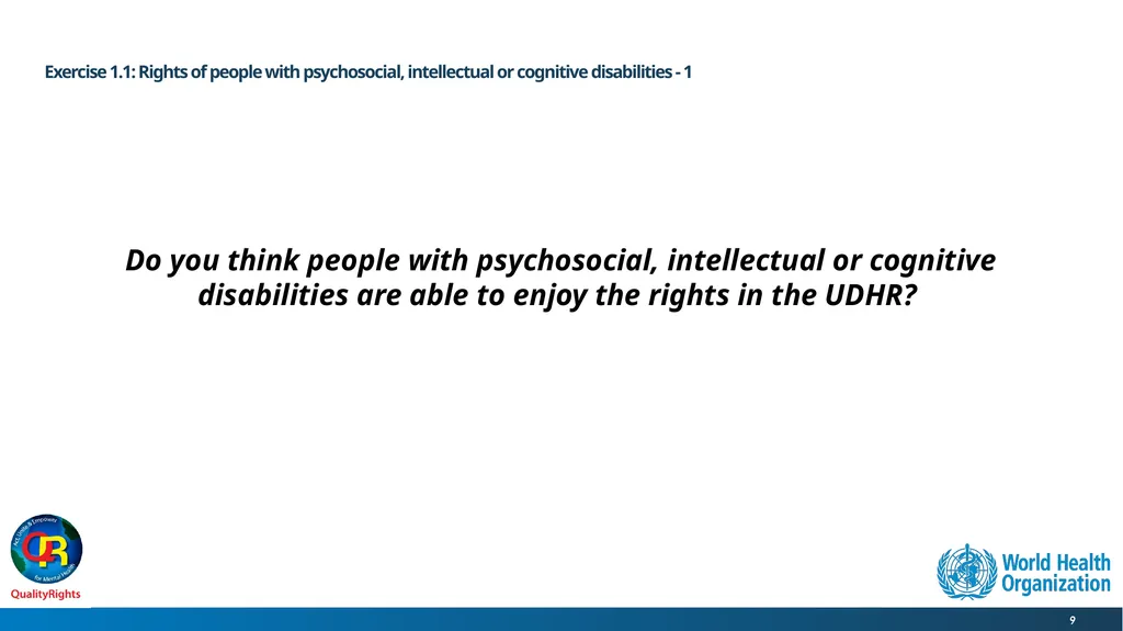 WHO QualityRights core training - for all services - slide 9 of 174