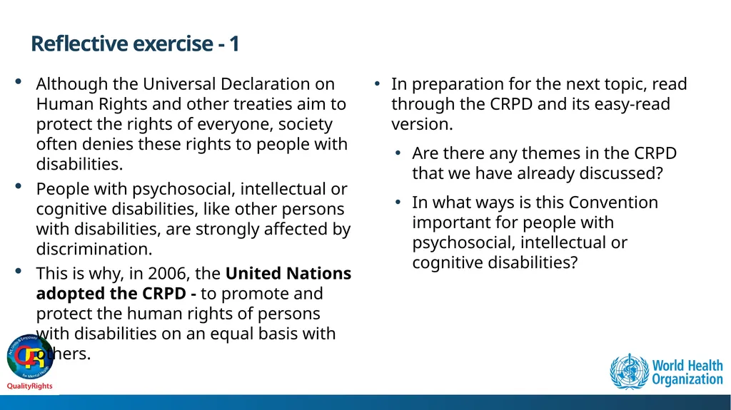 WHO QualityRights core training - for all services - slide 44 of 174