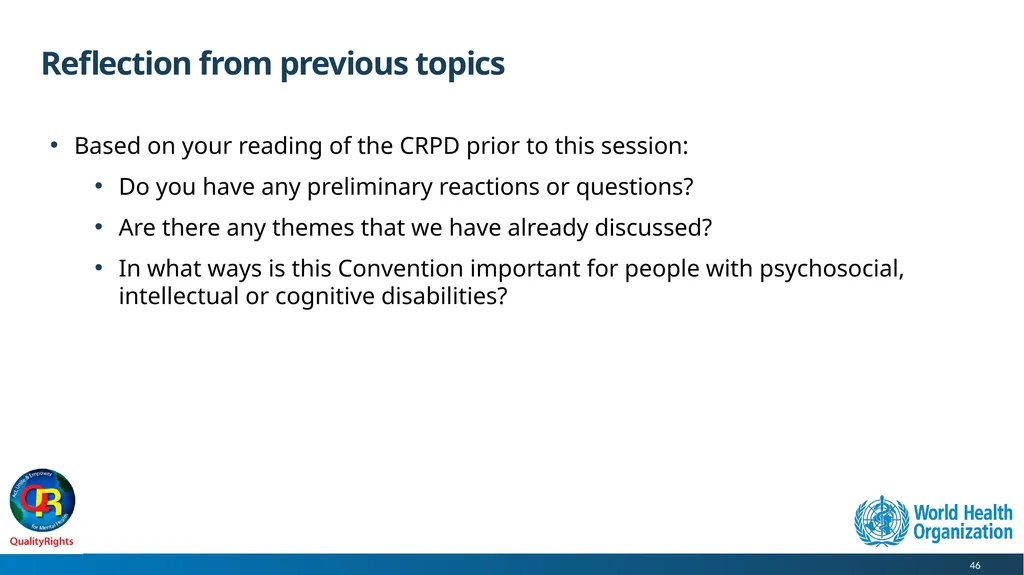 WHO QualityRights core training - for all services - slide 46 of 174