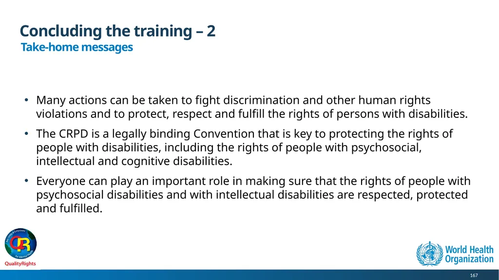 WHO QualityRights core training - for all services - slide 167 of 174