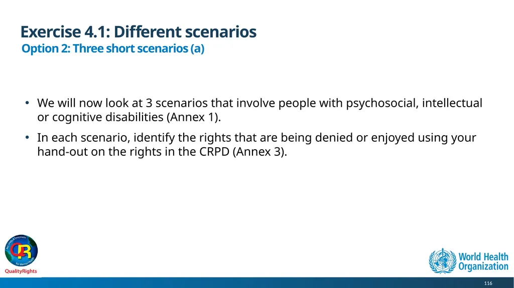WHO QualityRights core training - for all services - slide 116 of 174
