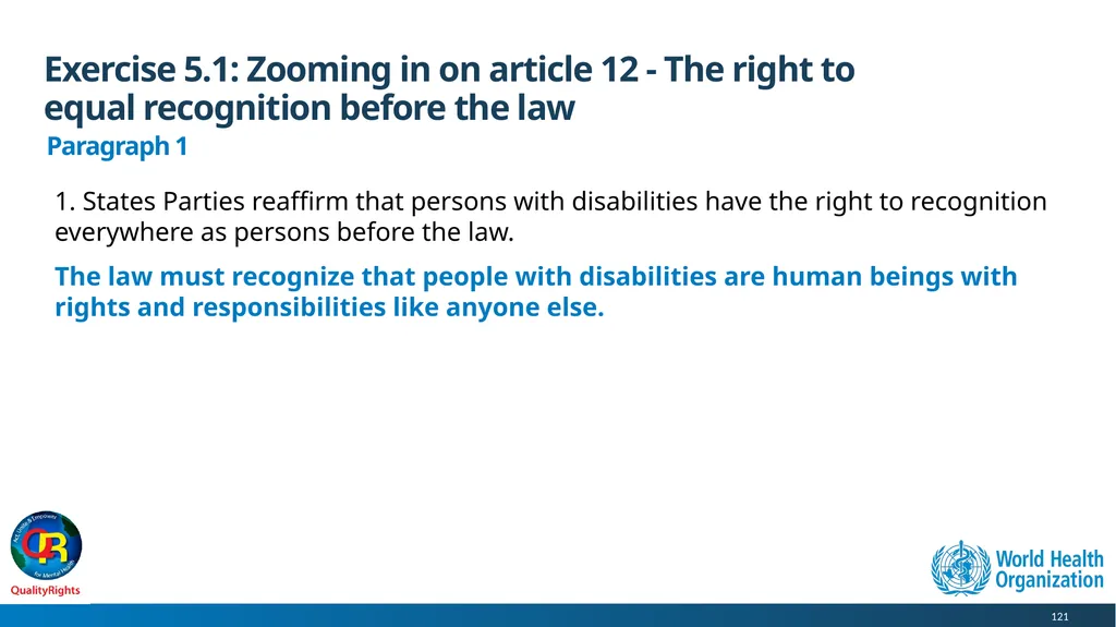 WHO QualityRights core training - for all services - slide 121 of 174
