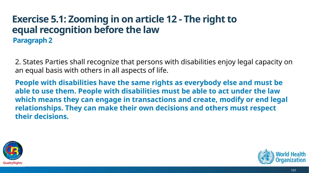 WHO QualityRights core training - for all services - slide 122 of 174