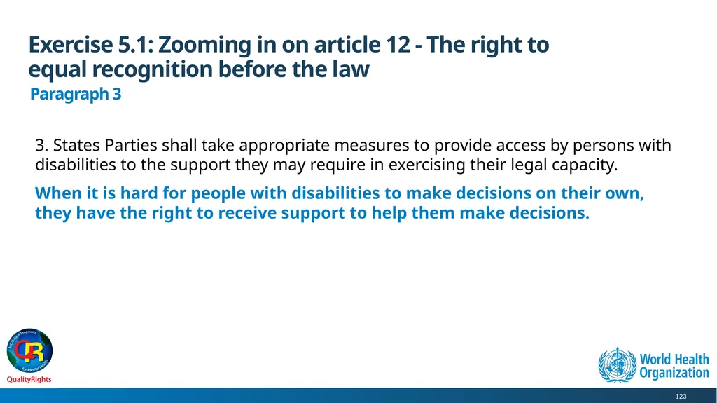 WHO QualityRights core training - for all services - slide 123 of 174