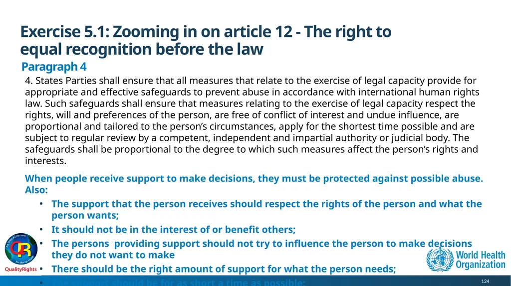 WHO QualityRights core training - for all services - slide 124 of 174