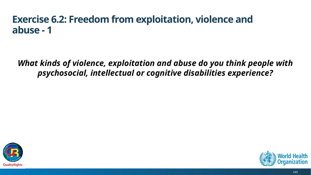 WHO QualityRights core training - for all services - slide 145 of 174