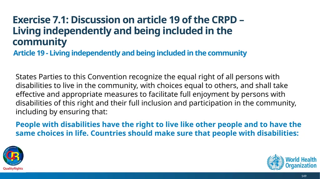WHO QualityRights core training - for all services - slide 149 of 174