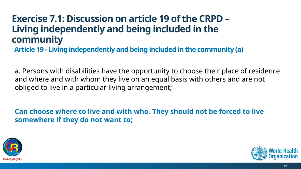 WHO QualityRights core training - for all services - slide 150 of 174