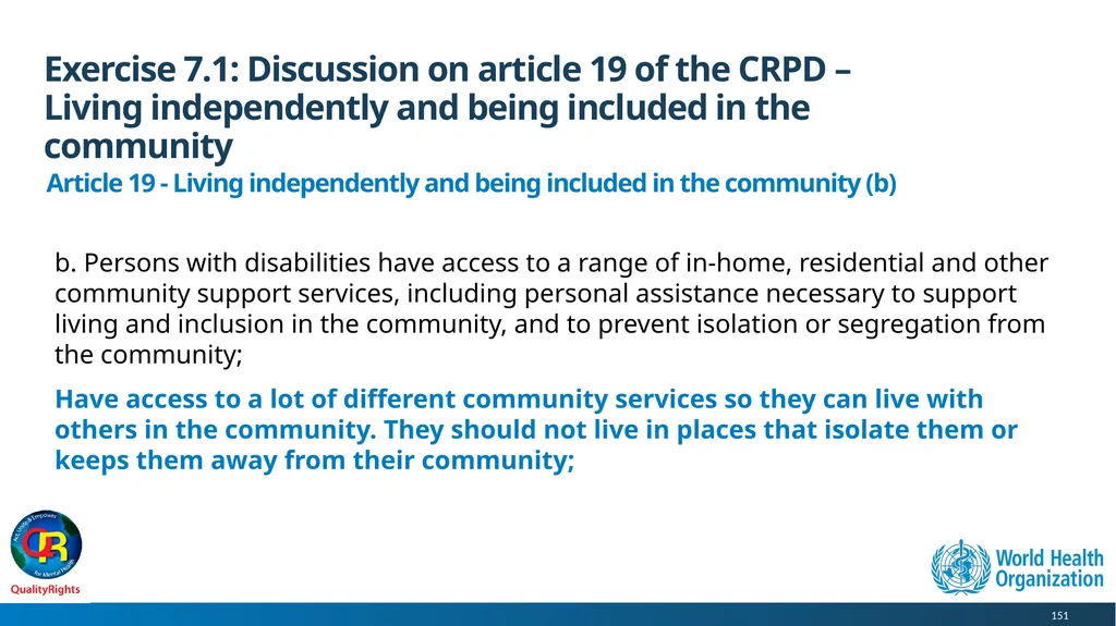WHO QualityRights core training - for all services - slide 151 of 174