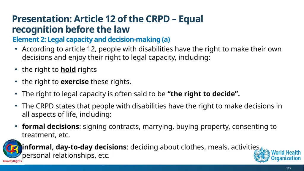 WHO QualityRights core training - for all services - slide 129 of 174