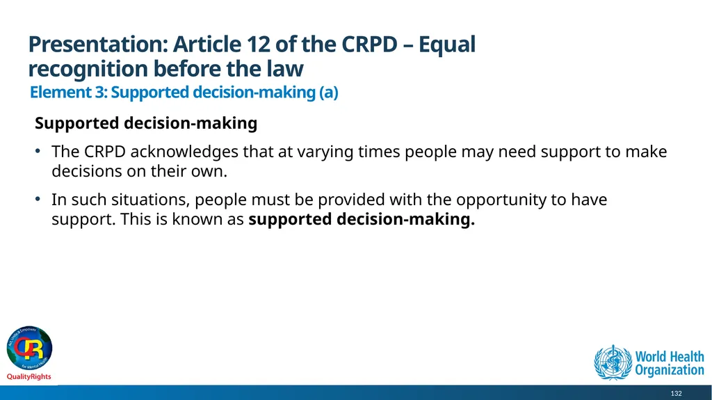 WHO QualityRights core training - for all services - slide 132 of 174