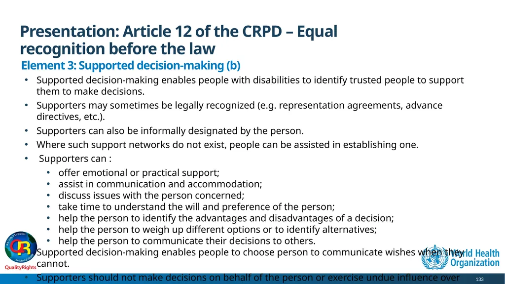 WHO QualityRights core training - for all services - slide 133 of 174