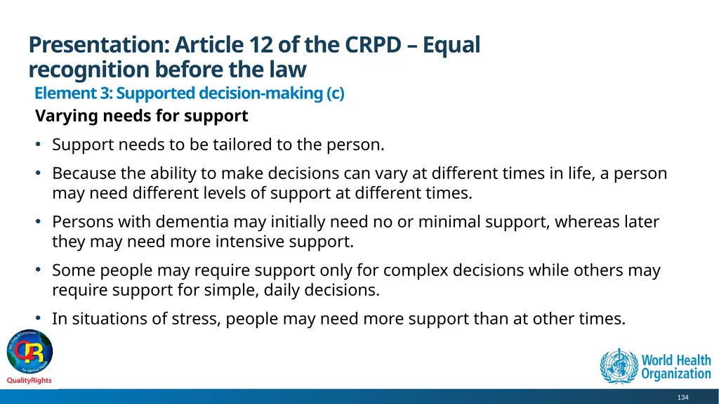 WHO QualityRights core training - for all services - slide 134 of 174