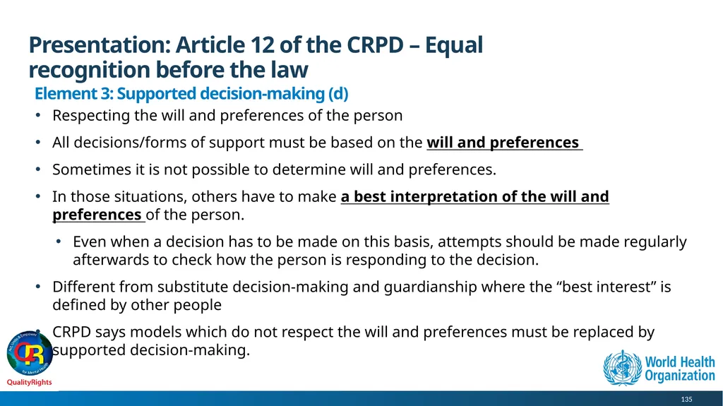 WHO QualityRights core training - for all services - slide 135 of 174