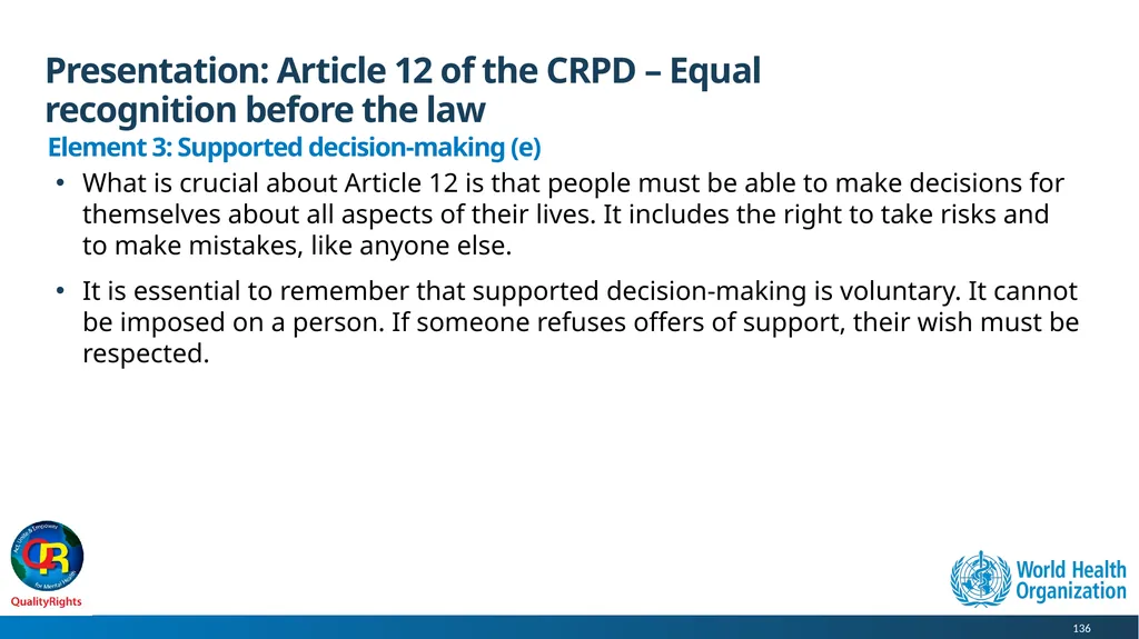 WHO QualityRights core training - for all services - slide 136 of 174
