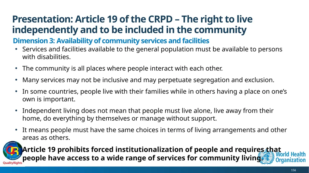 WHO QualityRights core training - for all services - slide 156 of 174