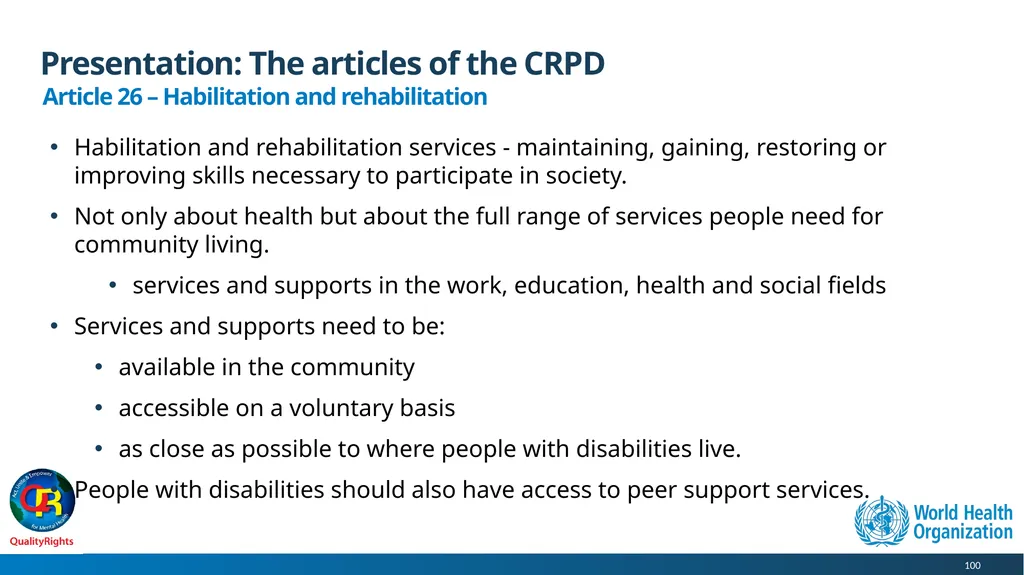 WHO QualityRights core training - for all services - slide 100 of 174