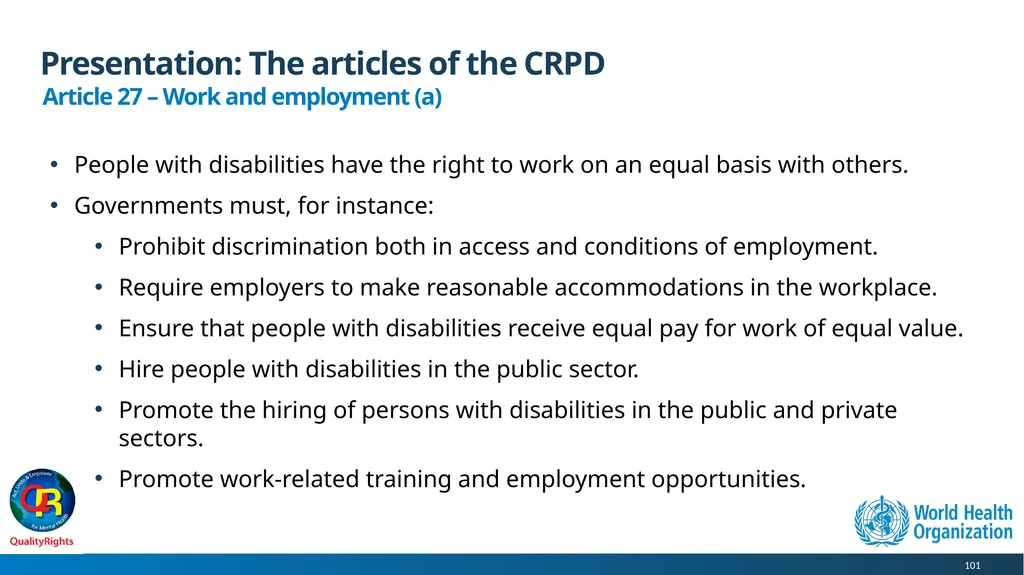 WHO QualityRights core training - for all services - slide 101 of 174
