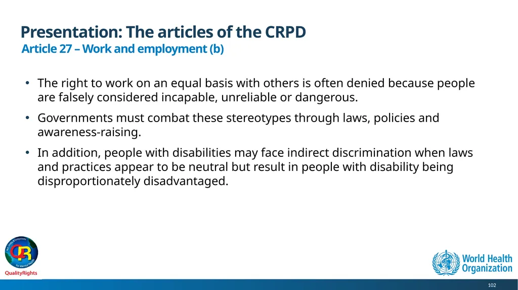 WHO QualityRights core training - for all services - slide 102 of 174