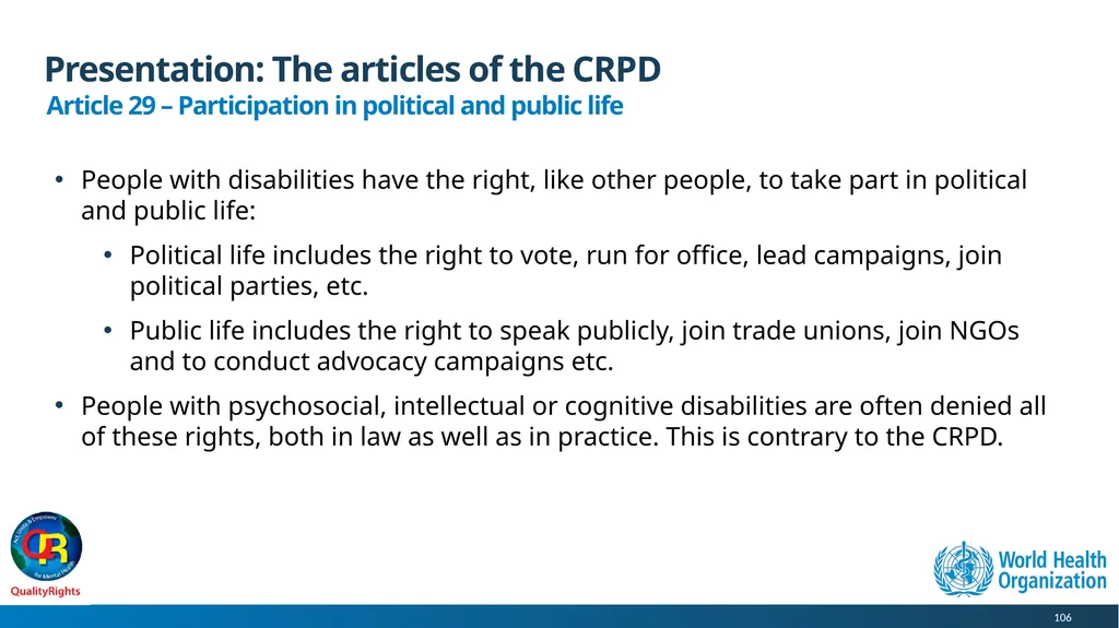 WHO QualityRights core training - for all services - slide 106 of 174