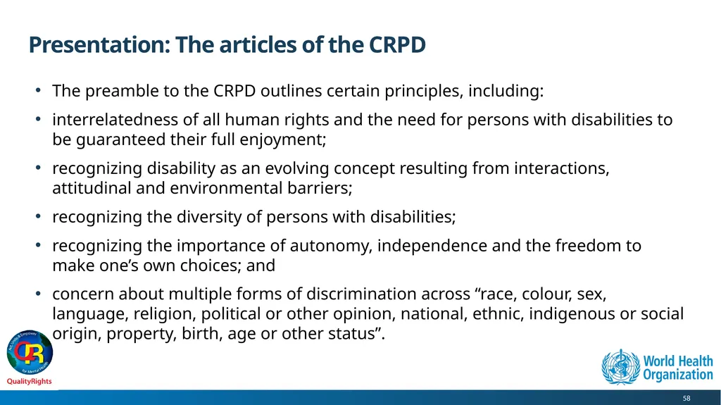 WHO QualityRights core training - for all services - slide 58 of 174