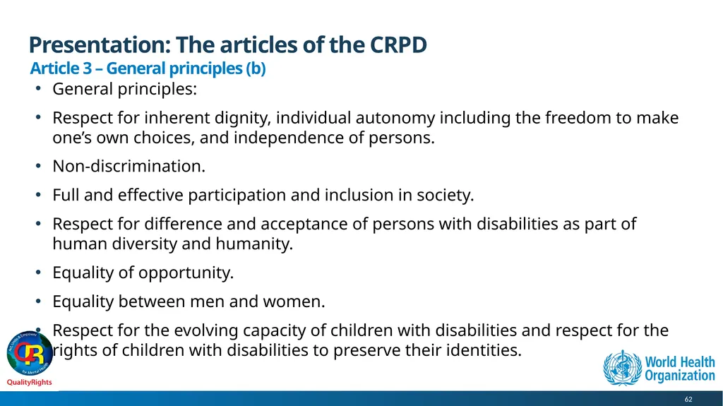 WHO QualityRights core training - for all services - slide 62 of 174