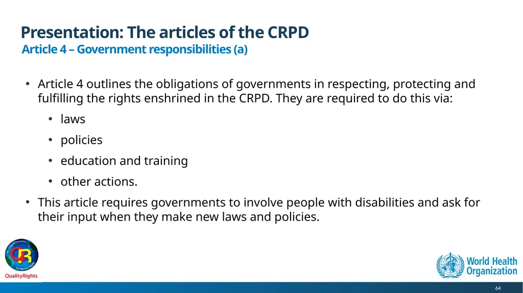 WHO QualityRights core training - for all services - slide 64 of 174