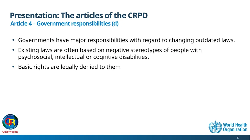 WHO QualityRights core training - for all services - slide 67 of 174