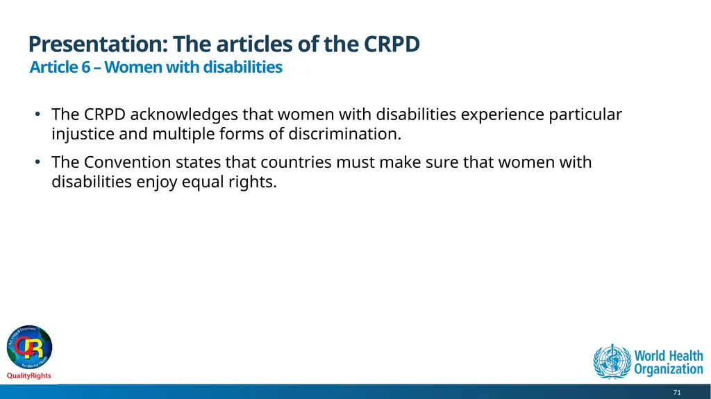 WHO QualityRights core training - for all services - slide 71 of 174