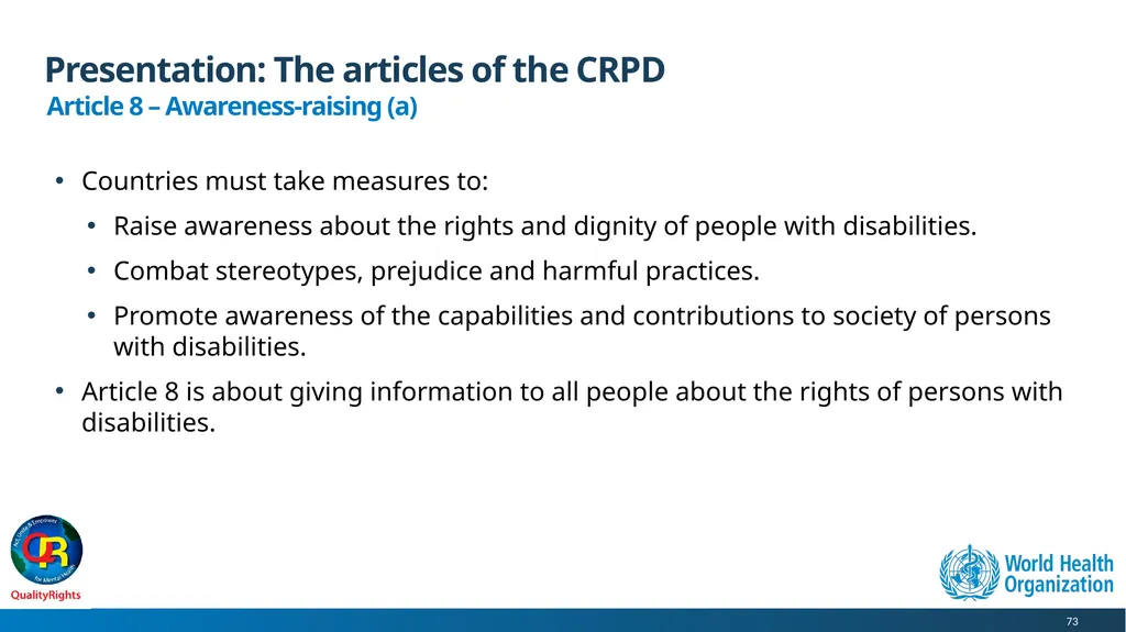 WHO QualityRights core training - for all services - slide 73 of 174