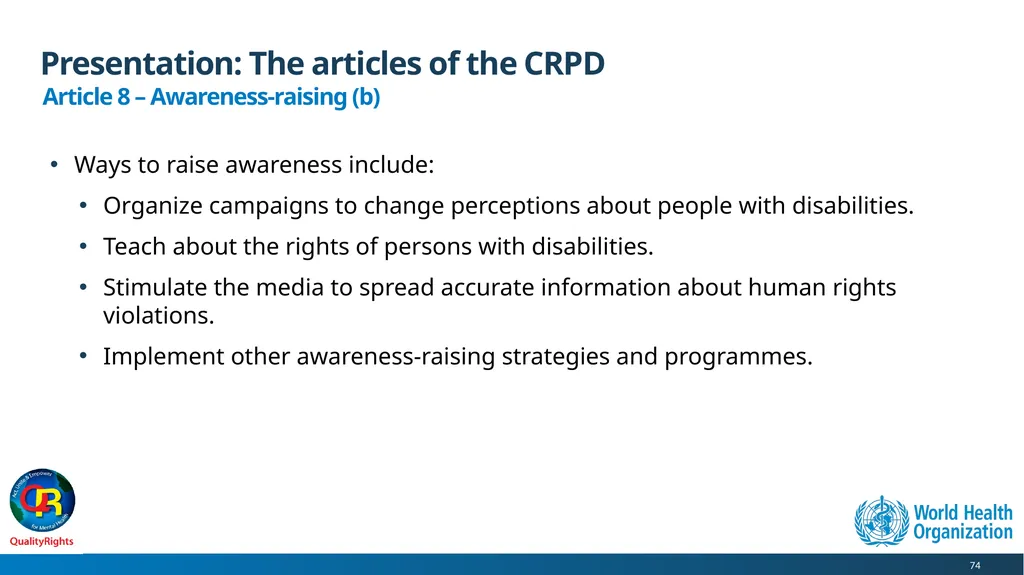 WHO QualityRights core training - for all services - slide 74 of 174