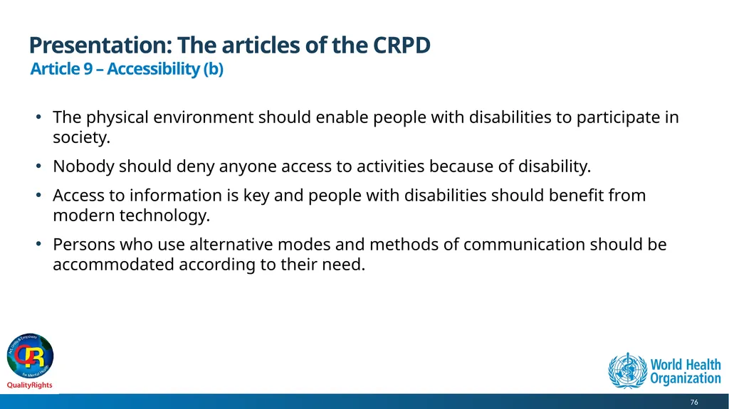 WHO QualityRights core training - for all services - slide 76 of 174
