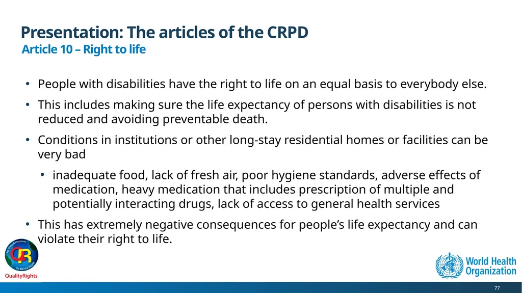 WHO QualityRights core training - for all services - slide 77 of 174