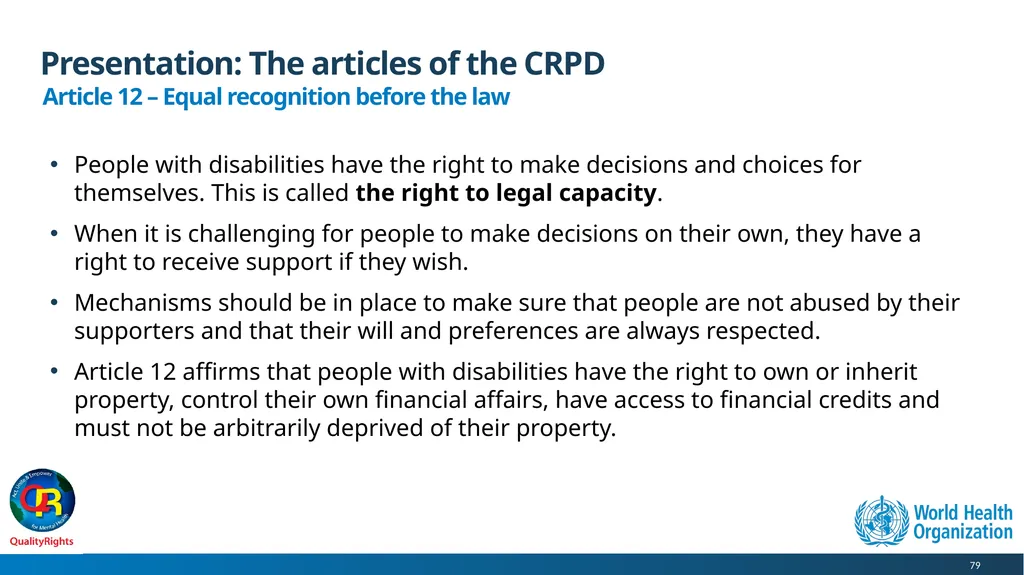 WHO QualityRights core training - for all services - slide 79 of 174