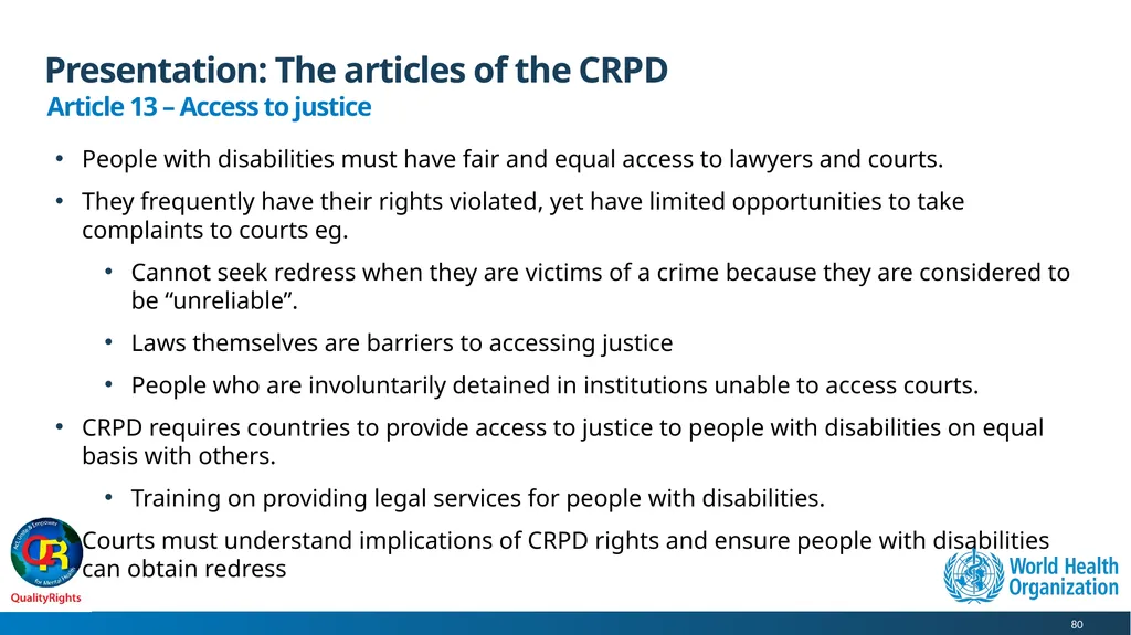 WHO QualityRights core training - for all services - slide 80 of 174