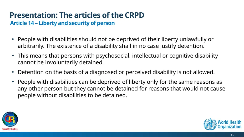 WHO QualityRights core training - for all services - slide 81 of 174