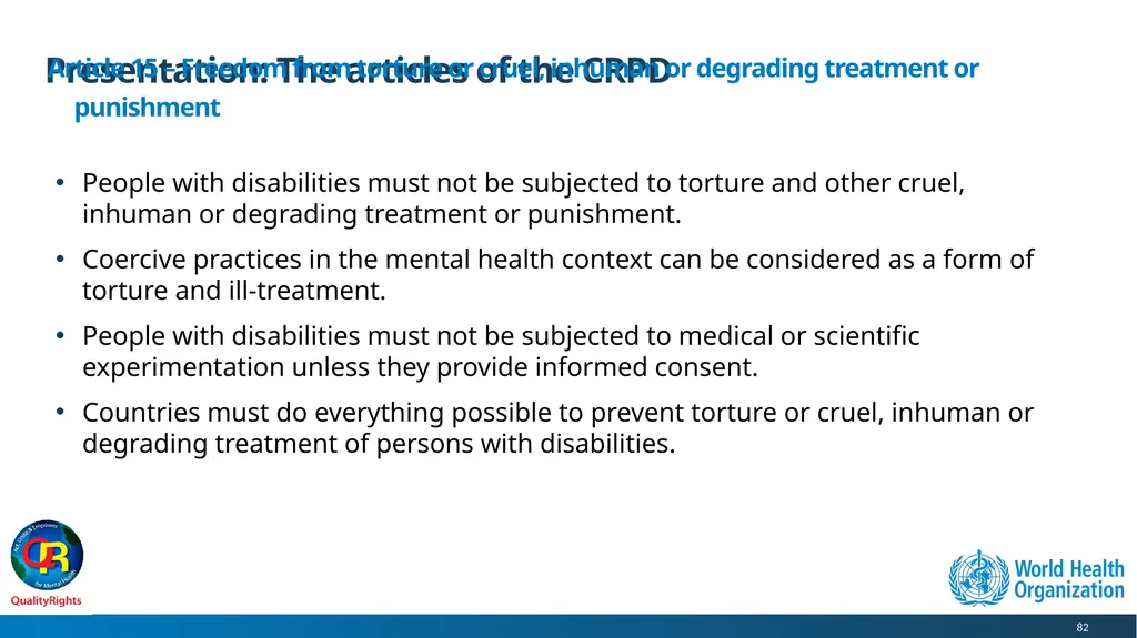 WHO QualityRights core training - for all services - slide 82 of 174