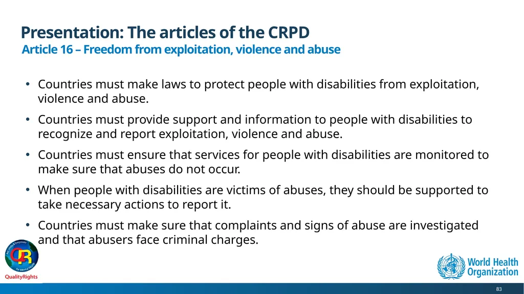WHO QualityRights core training - for all services - slide 83 of 174