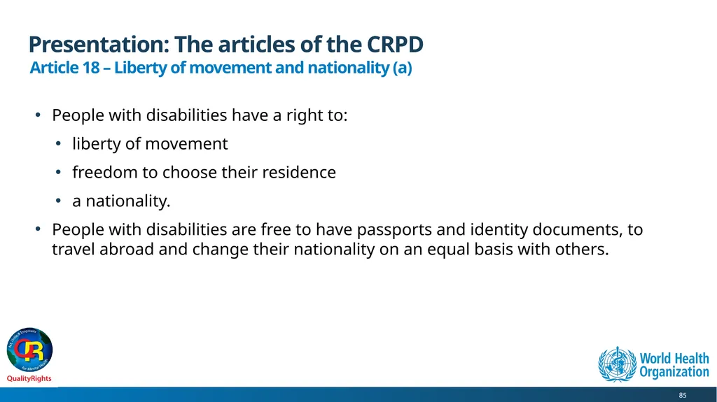WHO QualityRights core training - for all services - slide 85 of 174