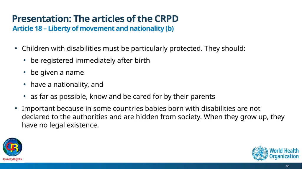 WHO QualityRights core training - for all services - slide 86 of 174