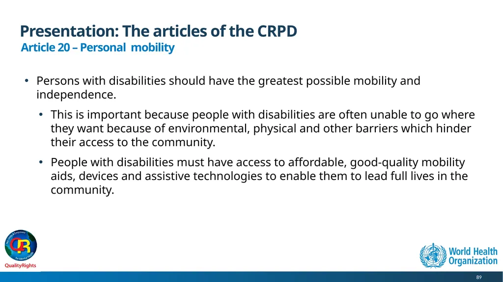 WHO QualityRights core training - for all services - slide 89 of 174