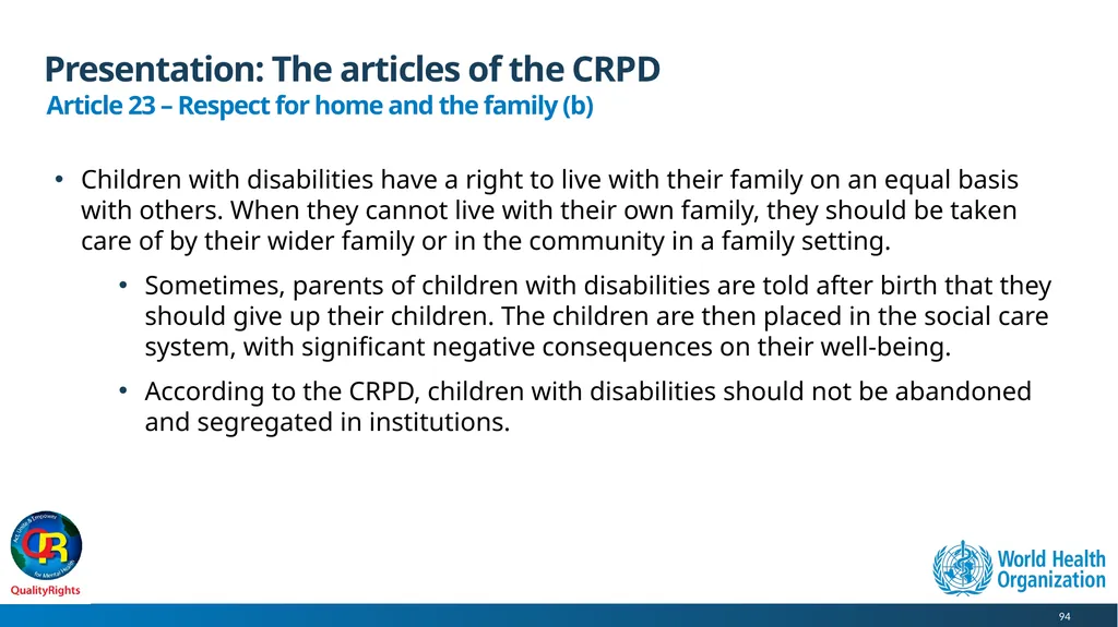 WHO QualityRights core training - for all services - slide 94 of 174