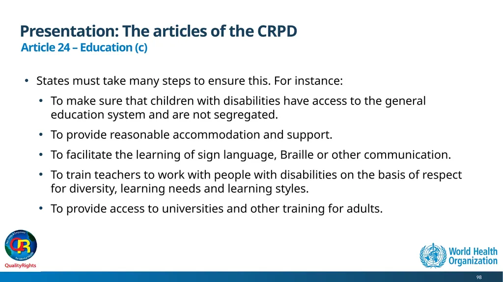 WHO QualityRights core training - for all services - slide 98 of 174