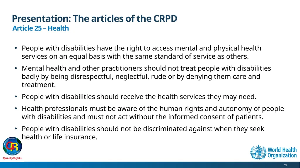 WHO QualityRights core training - for all services - slide 99 of 174