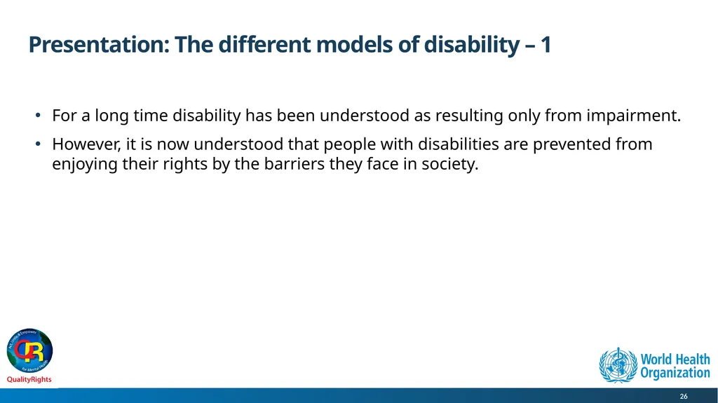 WHO QualityRights core training - for all services - slide 26 of 174