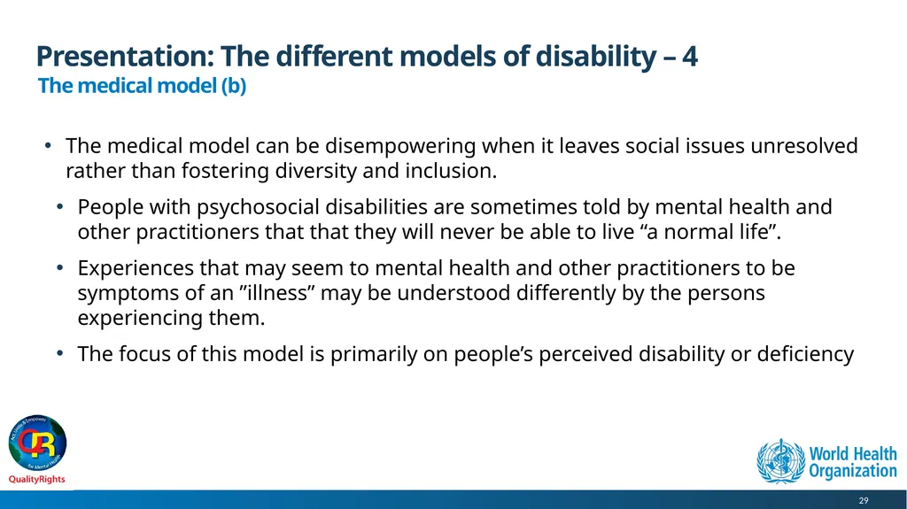 WHO QualityRights core training - for all services - slide 29 of 174