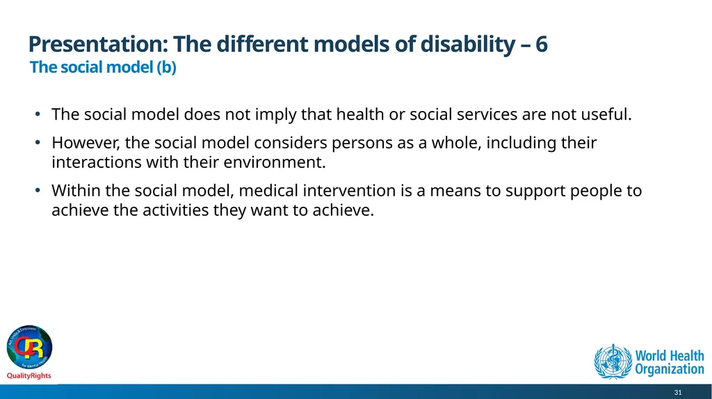 WHO QualityRights core training - for all services - slide 31 of 174