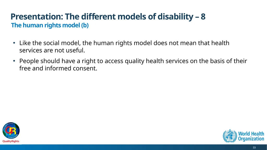 WHO QualityRights core training - for all services - slide 33 of 174